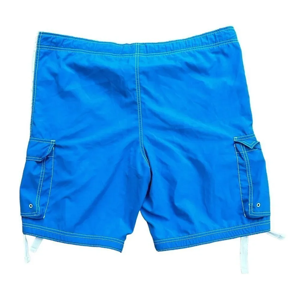 Vintage Nike Cargo Board Shorts Swim Trunks Surfing Size‎ xl Blue White
